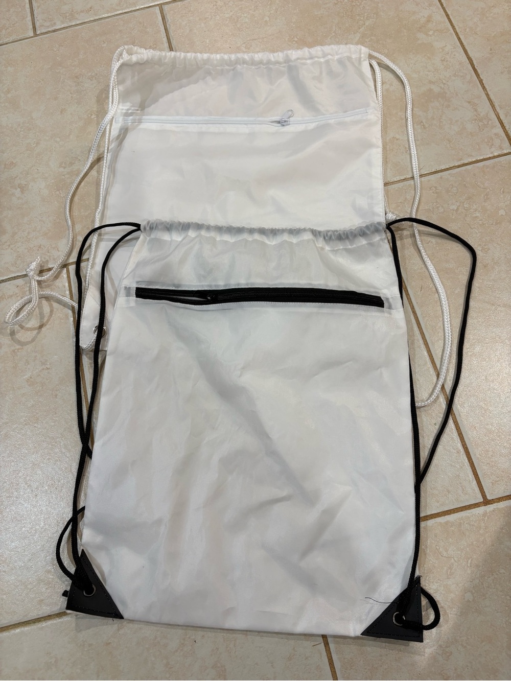 Pair of White Drawstring bags